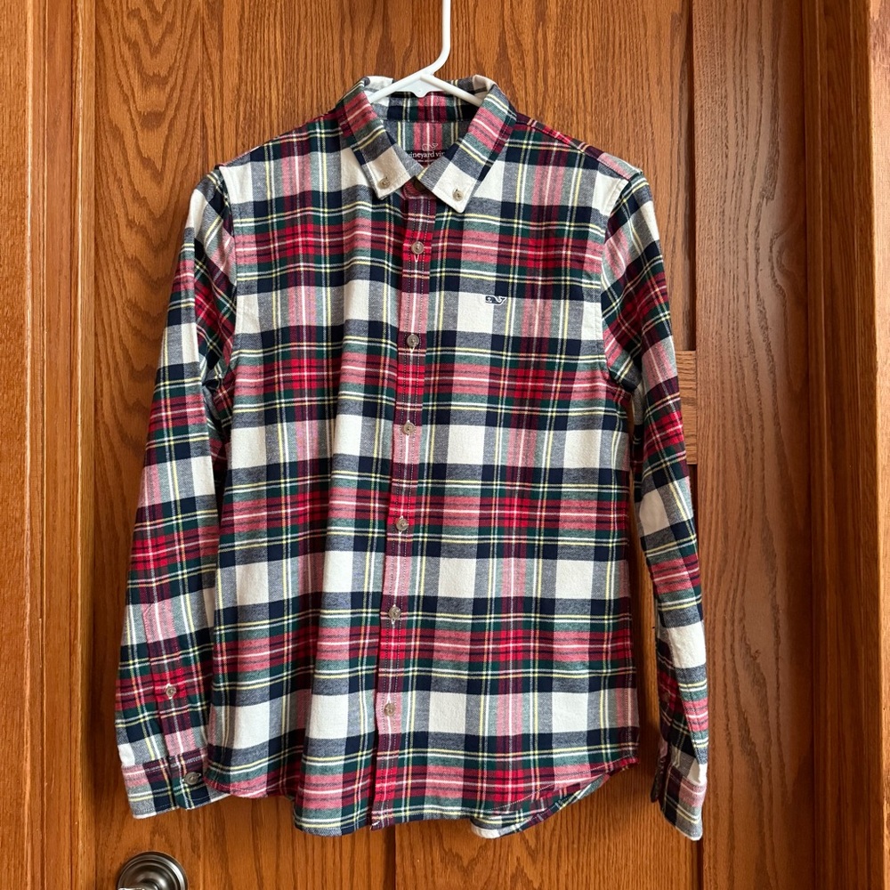 Vineyard Vines Paid Flannel Long Sleeve Shirt Boy’s L (16)